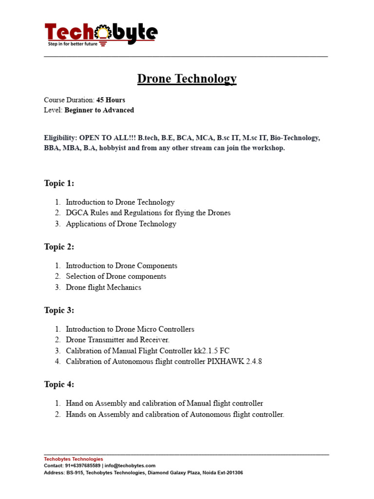 Drone Technology Workshop Overview | PDF