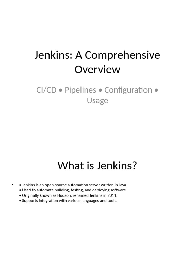 Jenkins CI/CD Overview and Usage Guide | PDF