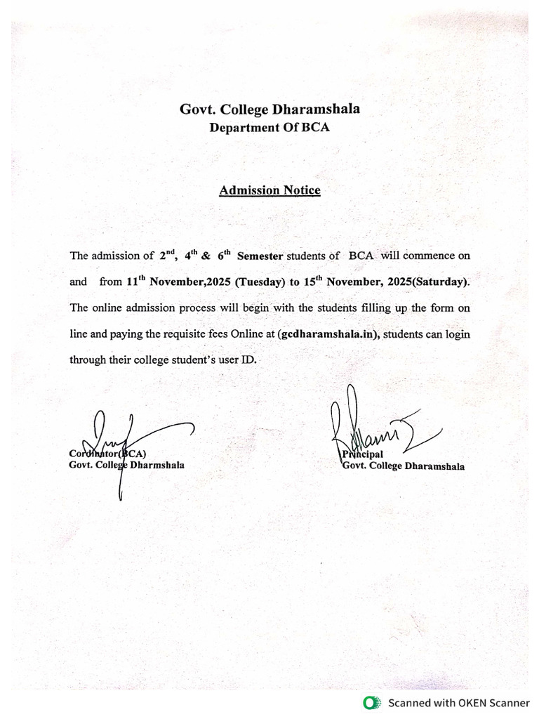 Admission Notice | PDF
