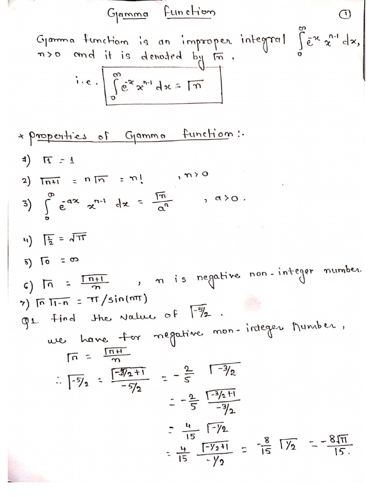 Gamma Function (1) | PDF