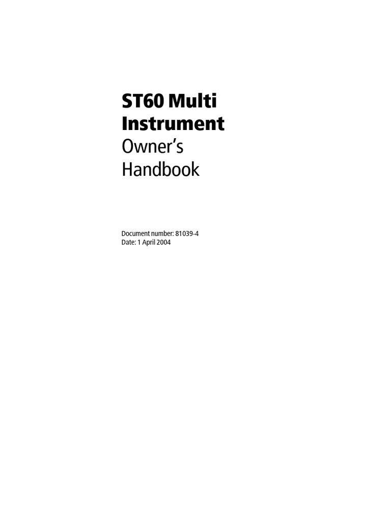ST60 Multi Instrument Handbook | PDF | Electromagnetic Compatibility