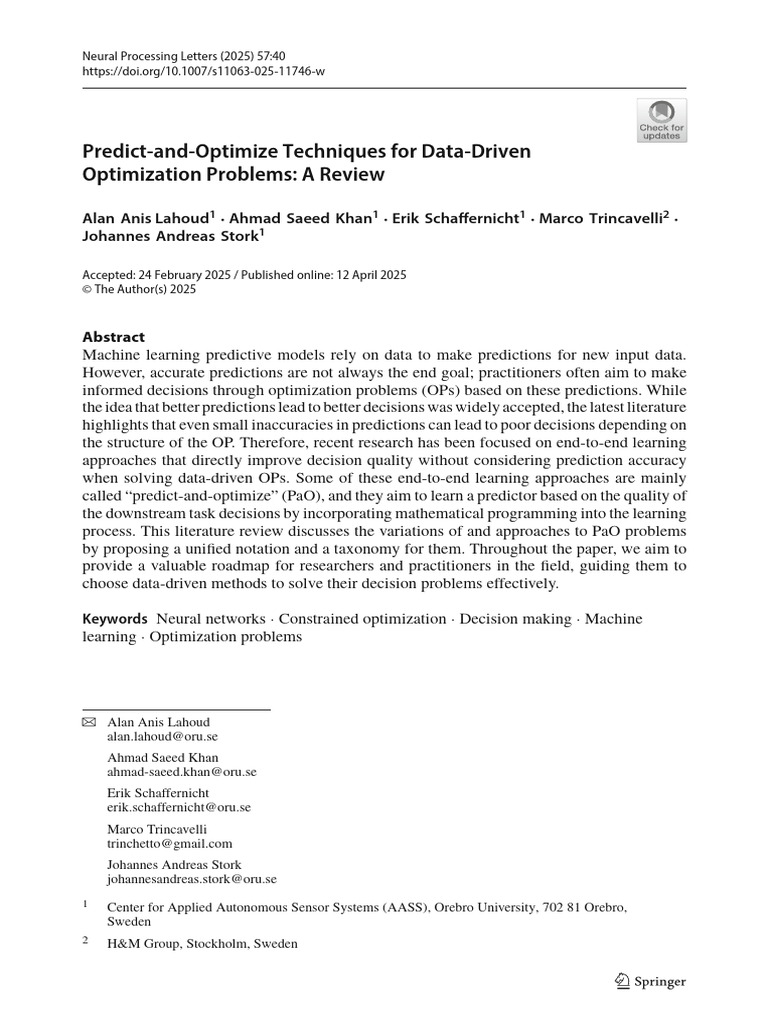 Predict-and-Optimize Techniques for Data-Driven Optimization Problems A ...