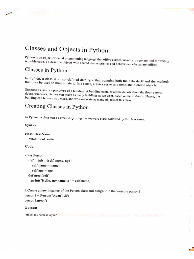 Classes and Objects - Unit3 | PDF