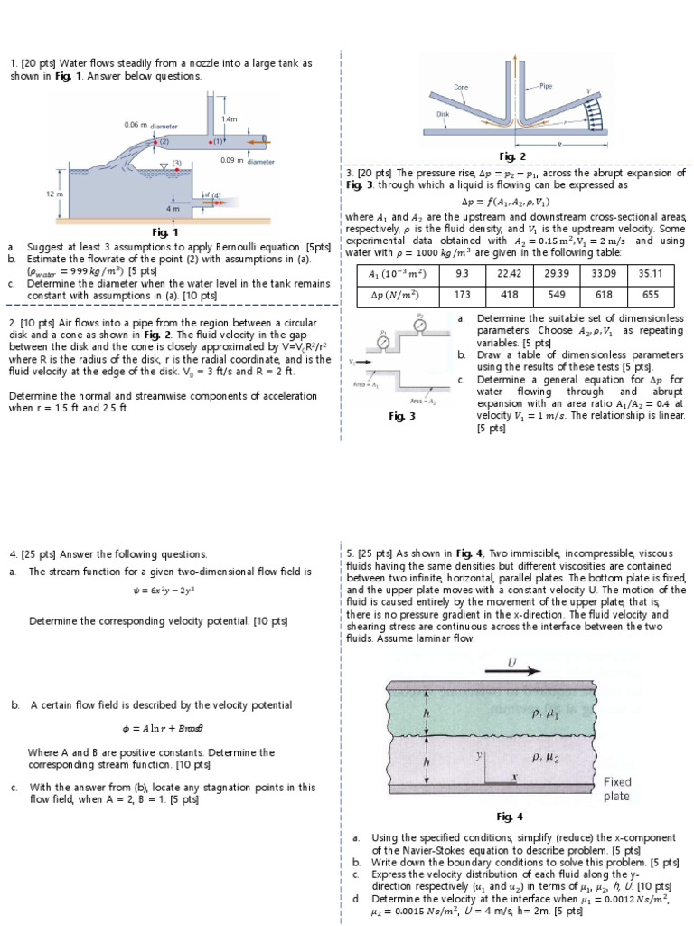 Fluid Dynamics Analysis and Calculations | PDF | Fluid Dynamics | Viscosity
