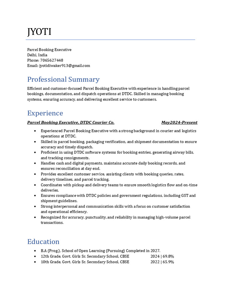 Jyoti Resume | PDF