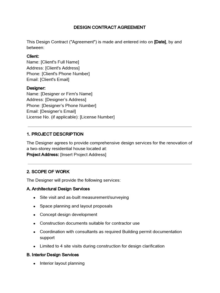 Design Contract Agreement Template | PDF | Air Conditioning | Building ...