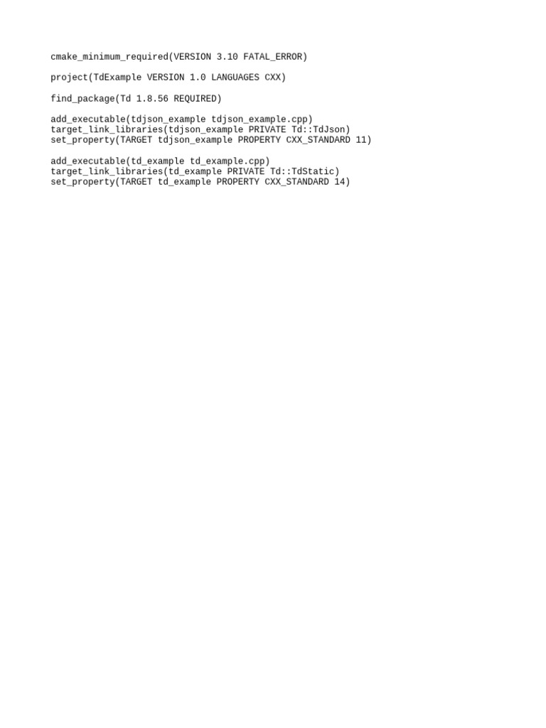 CMake Example for Td Library Projects | PDF