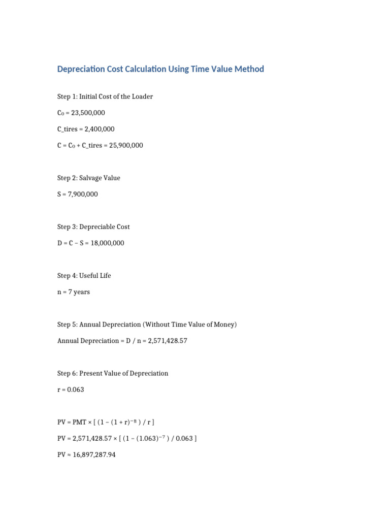 Depreciation Time Value Method | PDF