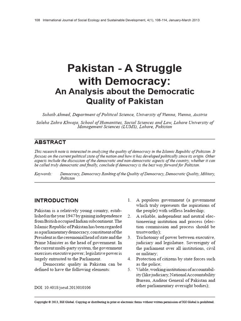 Analyzing Democracy Quality in Pakistan | PDF | Nationality | Pakistan