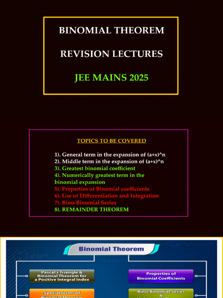 Binomial Theorem Jee Rev 2025 | PDF