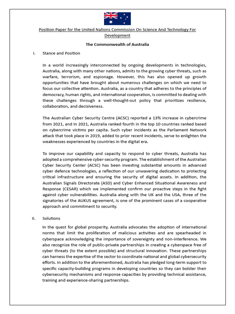 Australia's Cybersecurity Position Paper | PDF | Computer Security ...