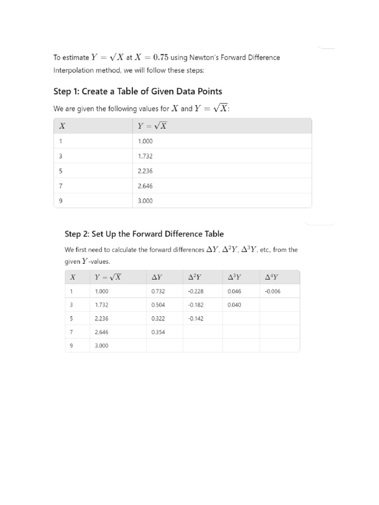 Newton Forward Difference | PDF