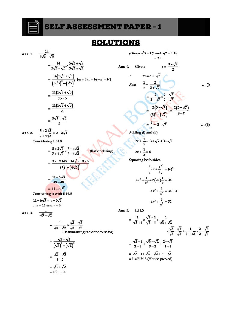 Sol Class 9 Practice Questions 1 | PDF