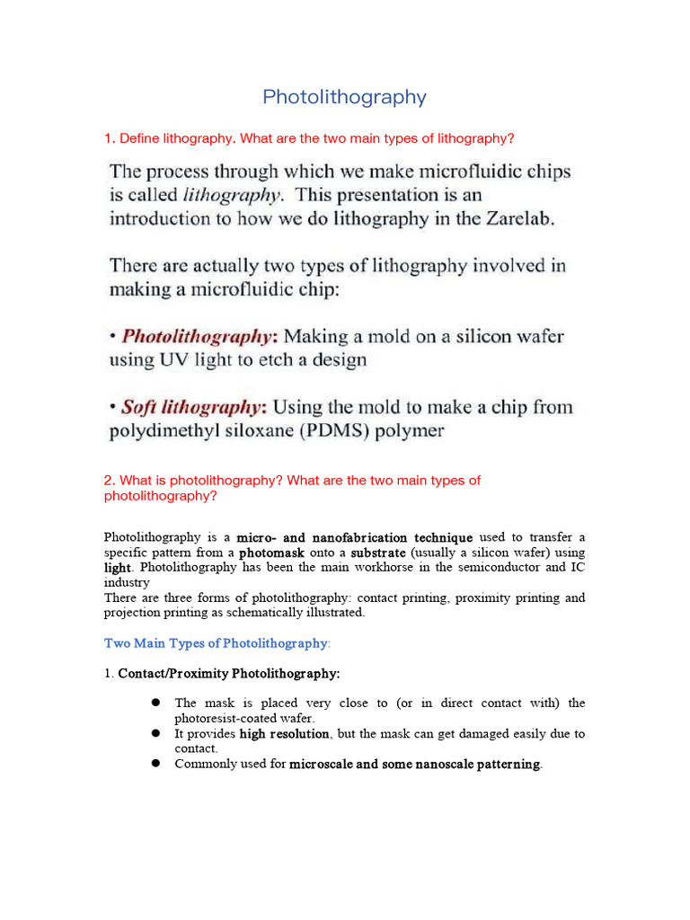 Photolithography Techniques and Applications | PDF | Photolithography ...