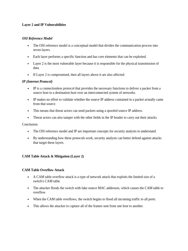 Layer 2 Network Vulnerabilities & Mitigation | PDF | Denial Of Service ...
