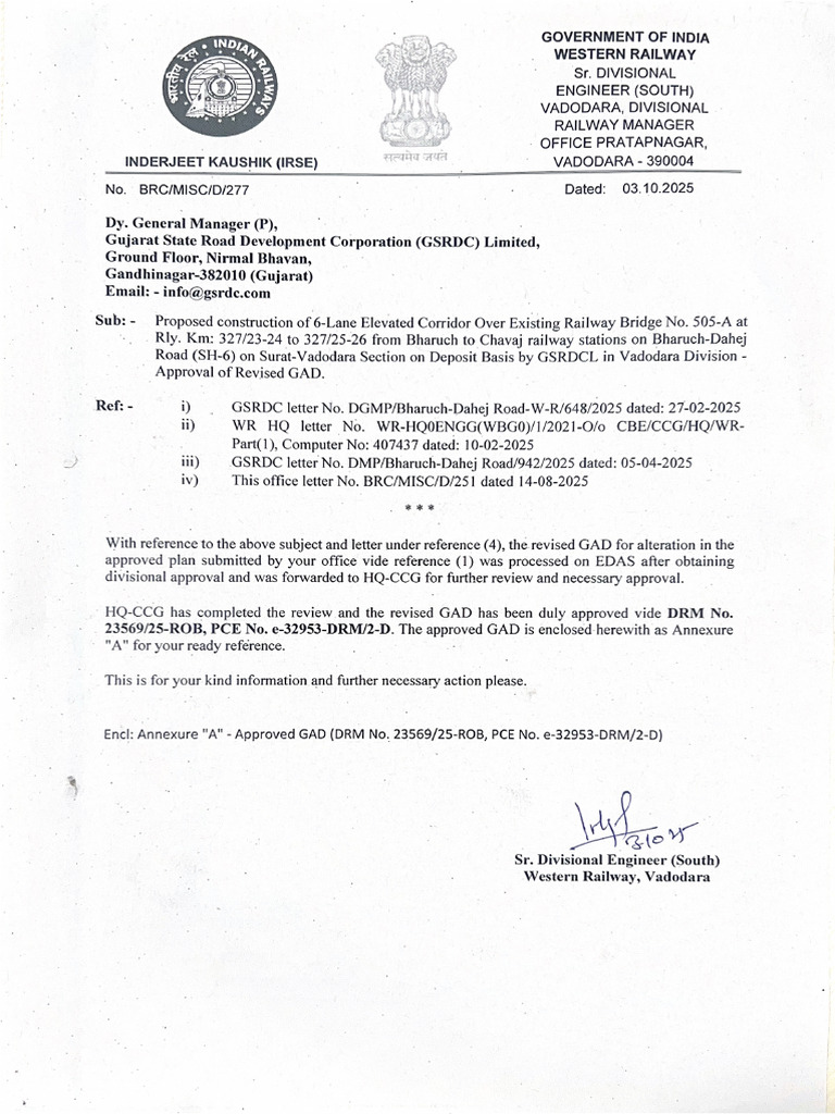 Approved GAD for GSRDC-BH-6 Lane Elevated Corridor Over Existing ...