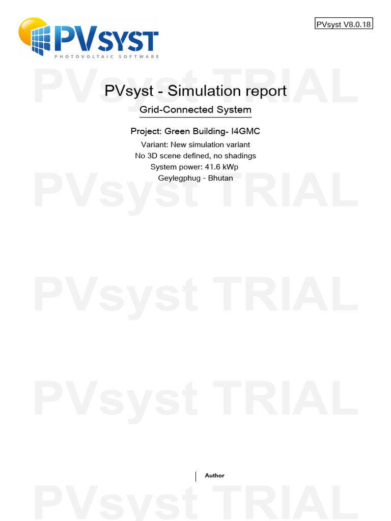PVsyst Simulation Report for Bhutan | PDF | Photovoltaic System ...