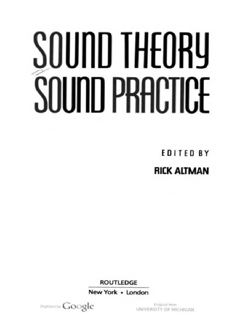 Sound Theory in Film Analysis | PDF | Movie Theater | Homogeneity And ...