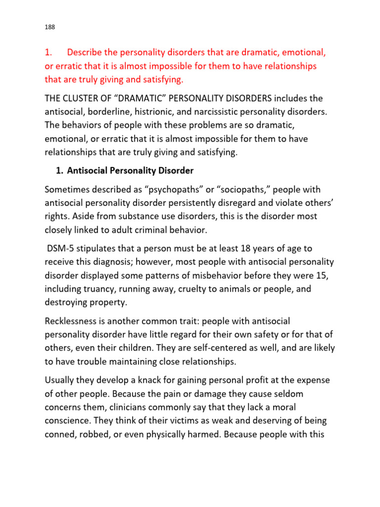 Overview of Dramatic Personality Disorders | PDF | Mental Disorder ...