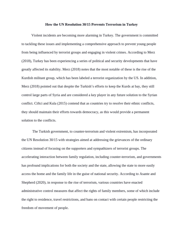 UN Resolution 30/15 and Turkey's Anti-Terrorism Efforts | PDF