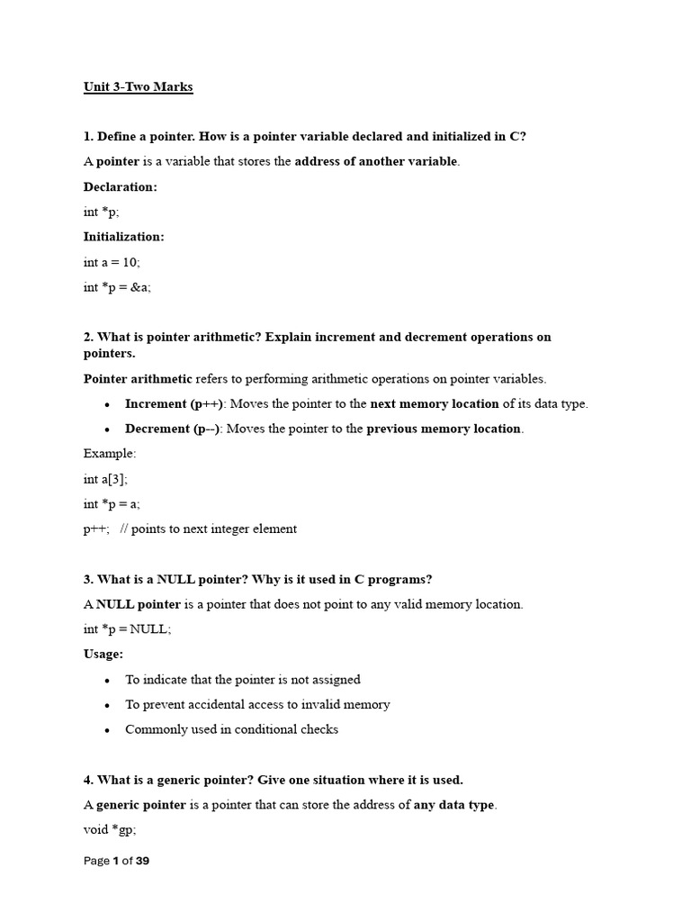 Understanding Pointers in C Programming | PDF | Pointer (Computer ...
