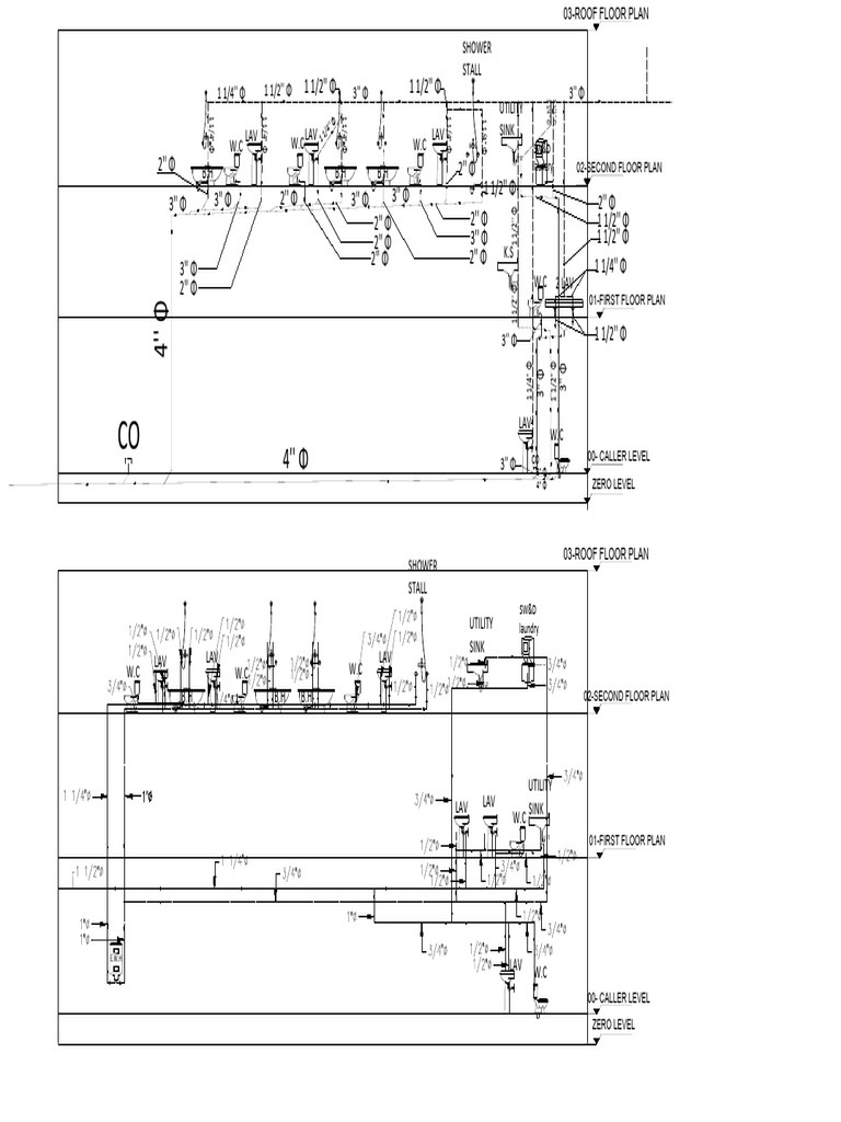 Drainage Riser Diagram-model n | PDF | Bathing | Bathroom
