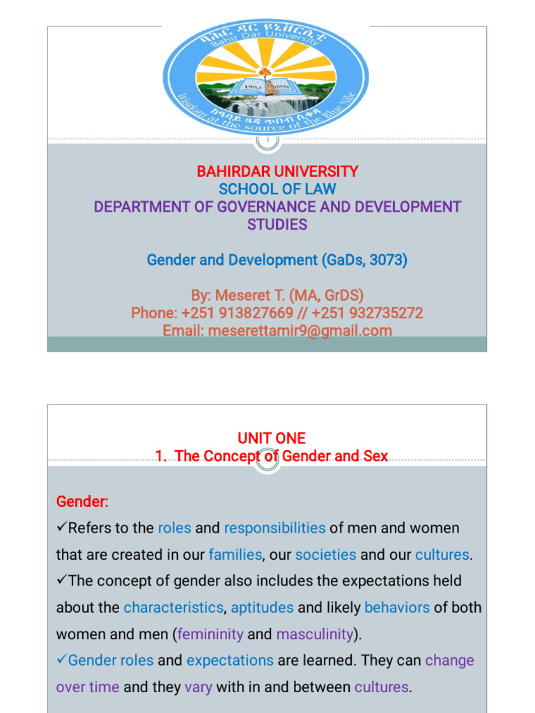 Understanding Gender and Development Concepts | PDF | Gender | Gender ...