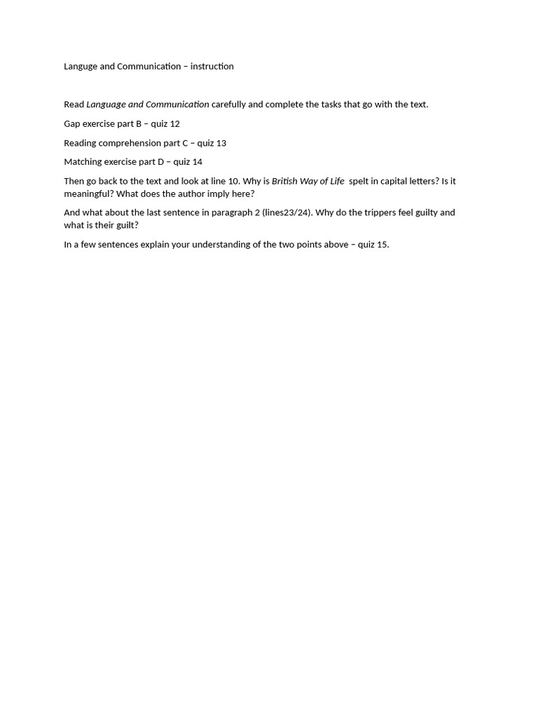 Language and Communication Exercises | PDF
