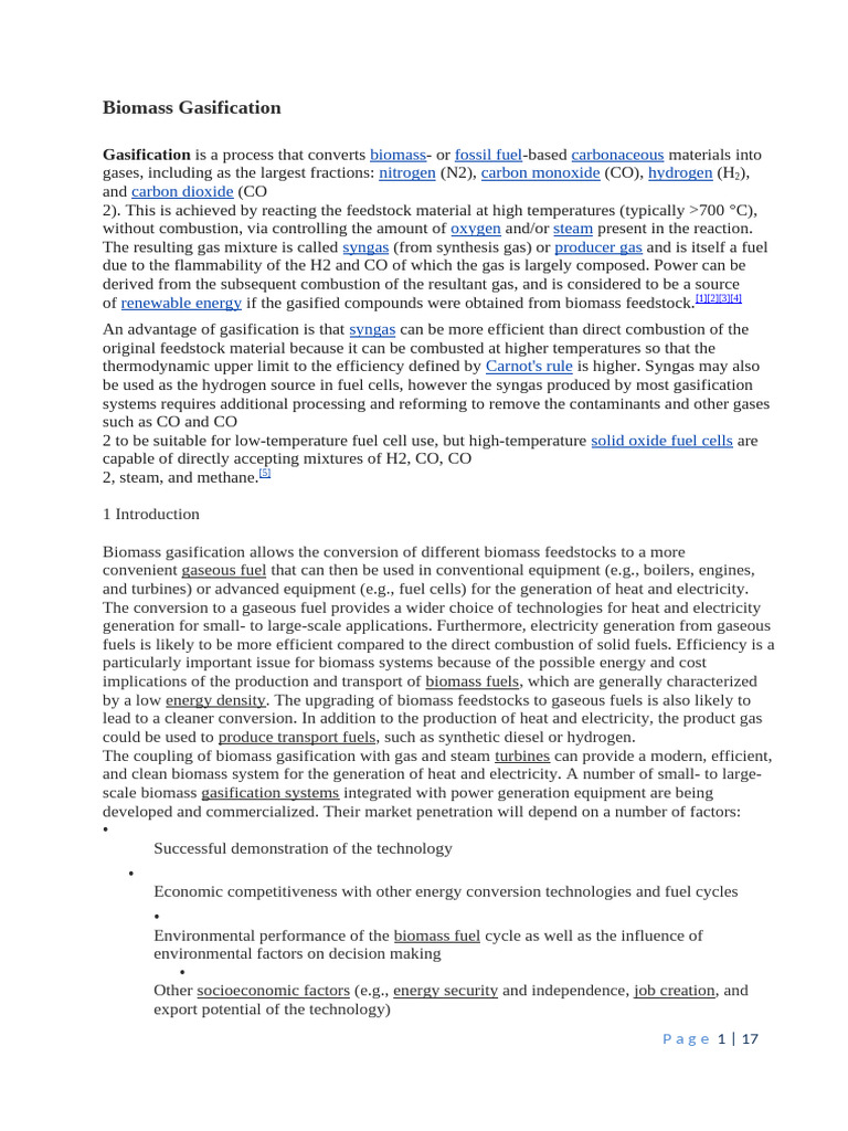 Biomass Gasification for Renewable Energy | PDF | Gasification ...