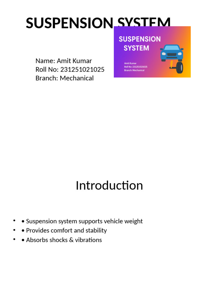 Overview of Vehicle Suspension Systems | PDF
