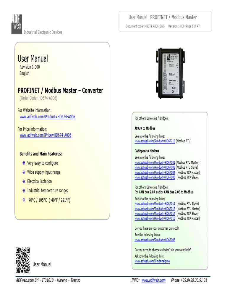 PROFINET Modbus Master User Manual | PDF | Usb | Microsoft Windows