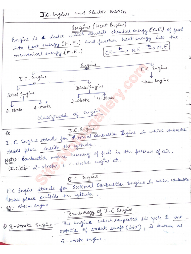 Unit-2 Introduction To IC ENGINE & Electric Vehicles | PDF