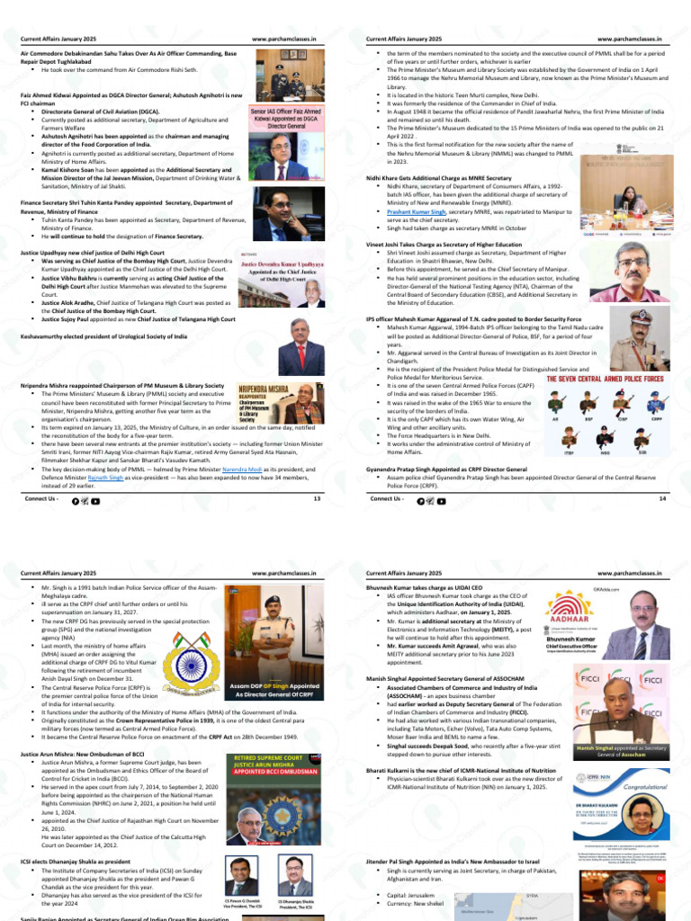 January 2025 Current Affairs Highlights | PDF | Government Of India