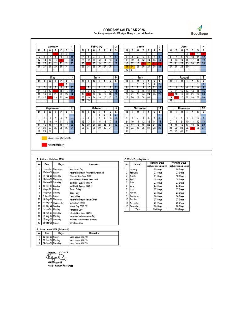 Company Calendar 2026 SPU