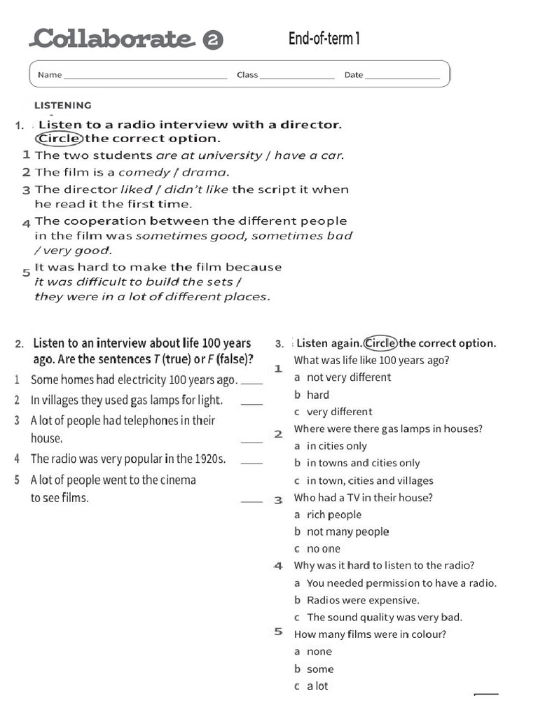 Collaborate 2 Term Test 1 | PDF