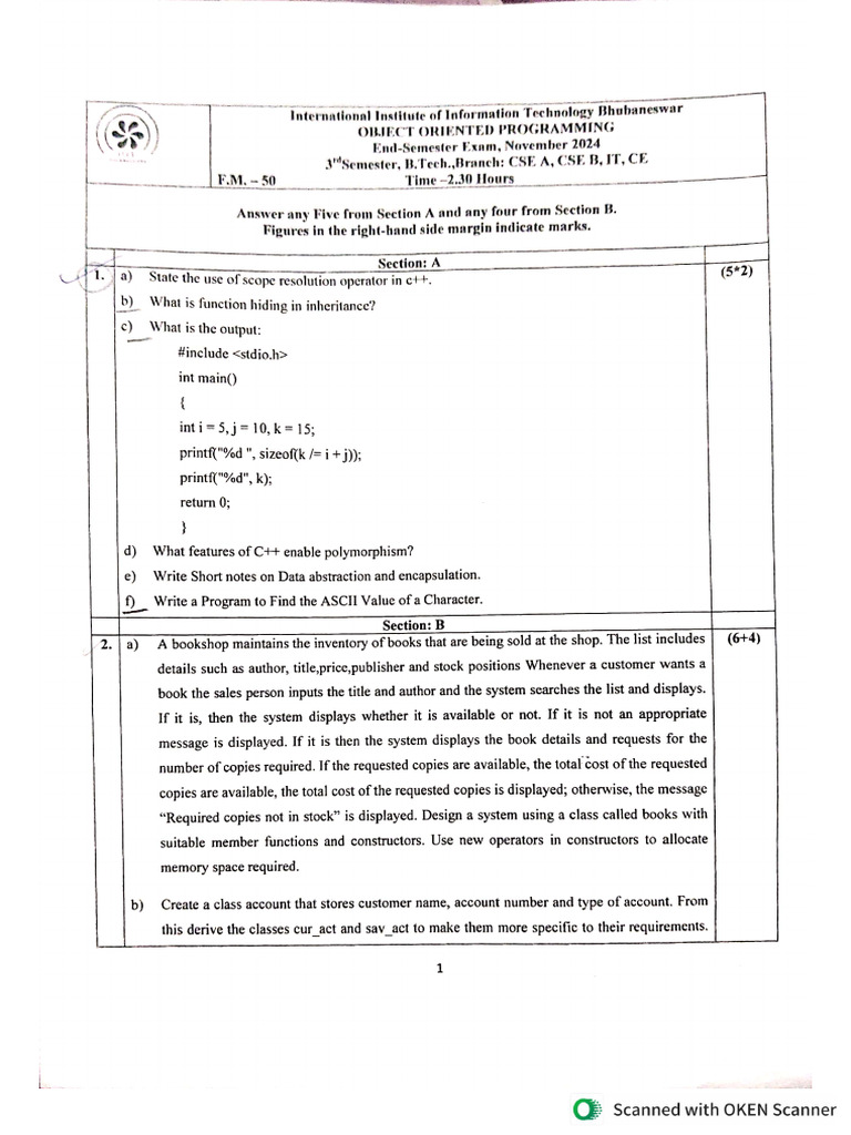 CE 3rd Sem Endsem 2024 | PDF