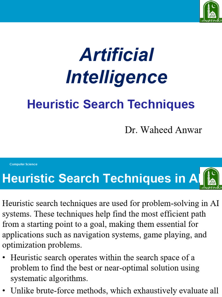 6-Artificial Intelligence Heuristic Search Techniques Lec 1 | PDF ...