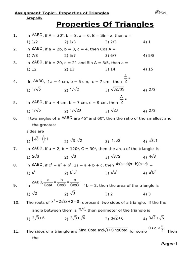 Properties of Triangles | PDF | Euclid | Elementary Mathematics
