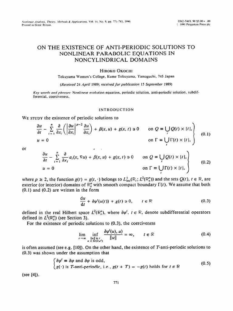 Anti-Periodic Solutions in Nonlinear Equations | PDF | Nonlinear System ...