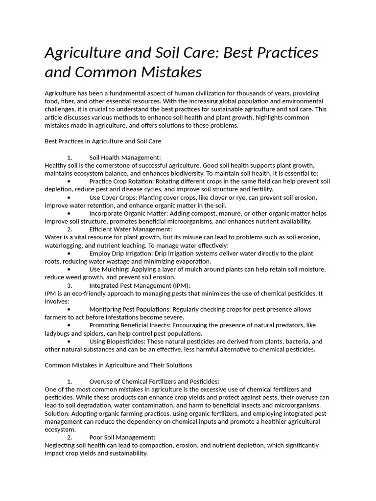 Sustainable Agriculture Best Practices | PDF | Agriculture | Soil