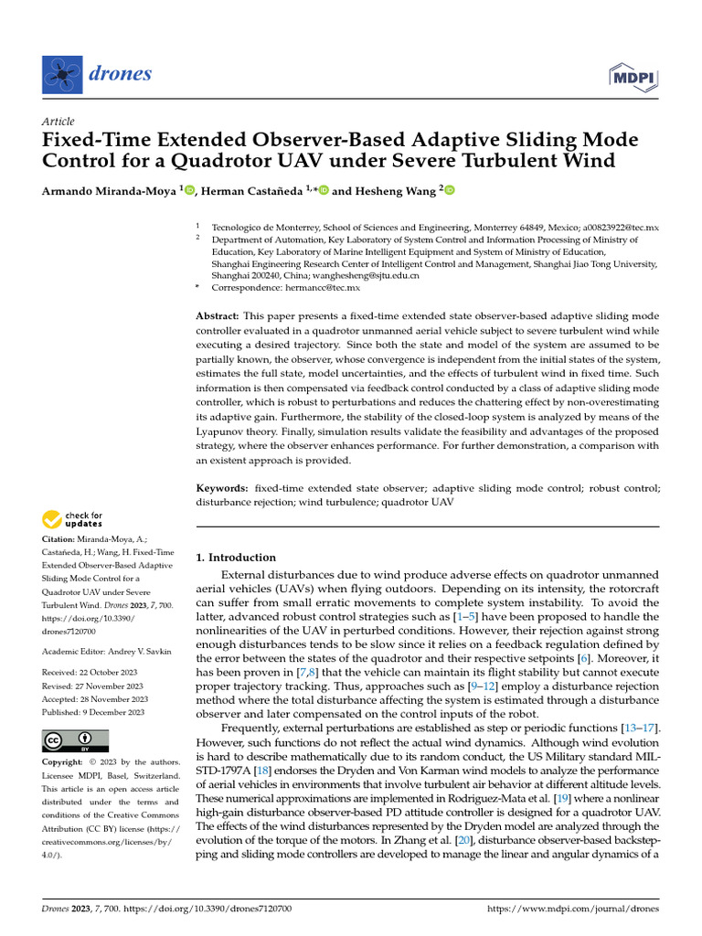 Quadrotor UAV Control in Turbulent Wind | PDF | Control Theory ...