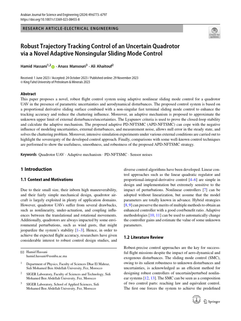 Robust Quadrotor Control with Adaptive SMC | PDF | Quadcopter | Applied ...