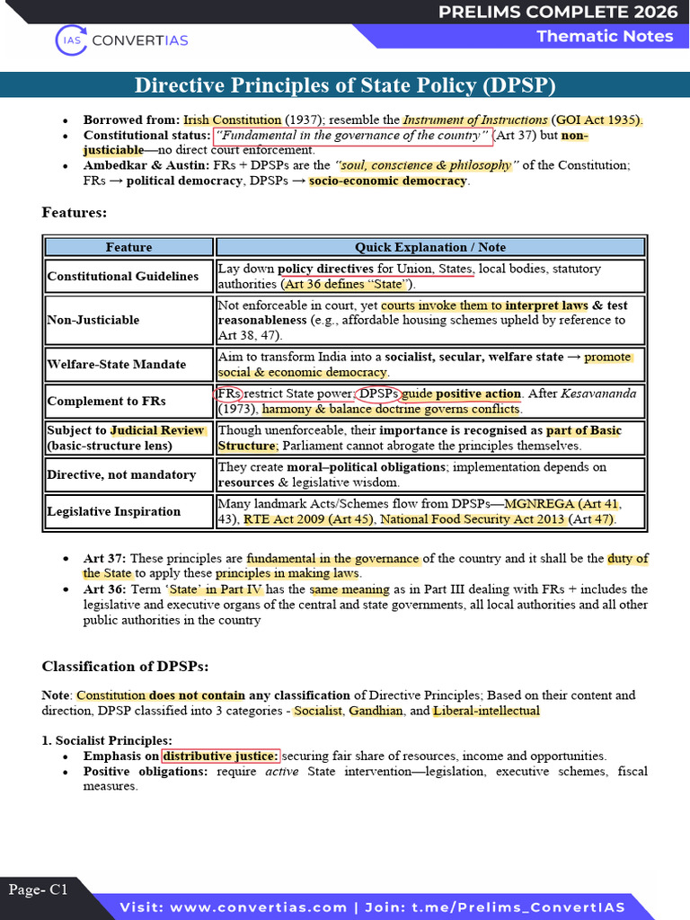 Directive Principles of State Policy Explained | PDF | Political ...