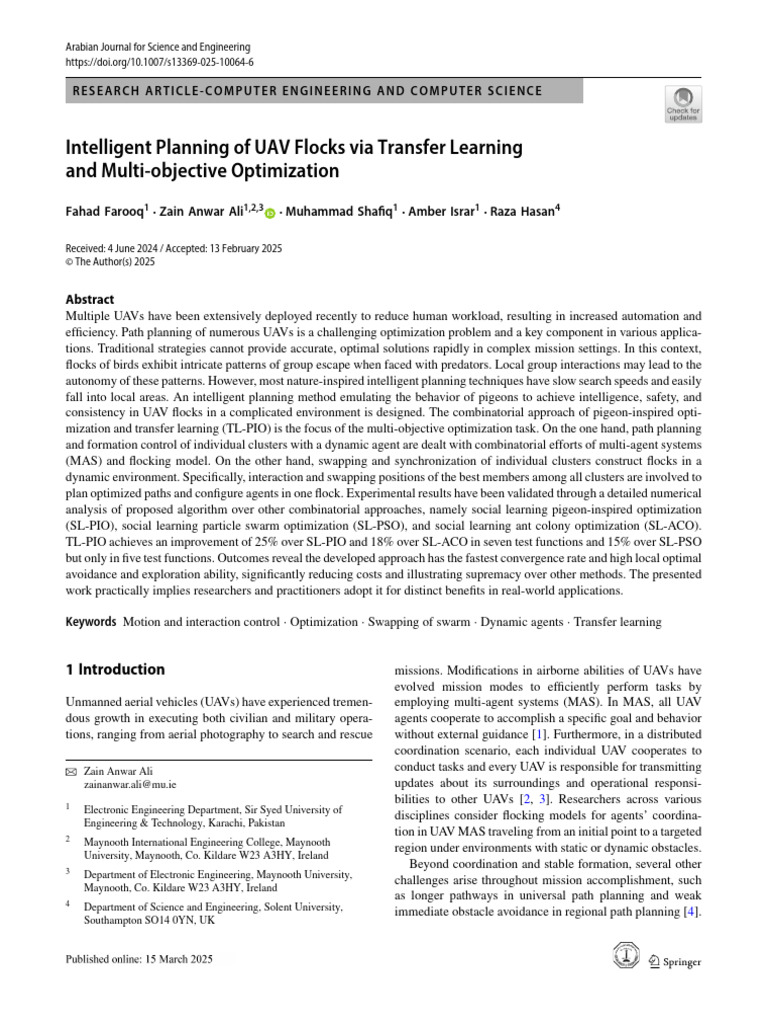 Intelligent Planning of UAV Flocks via Transfer Le | PDF | Mathematical ...