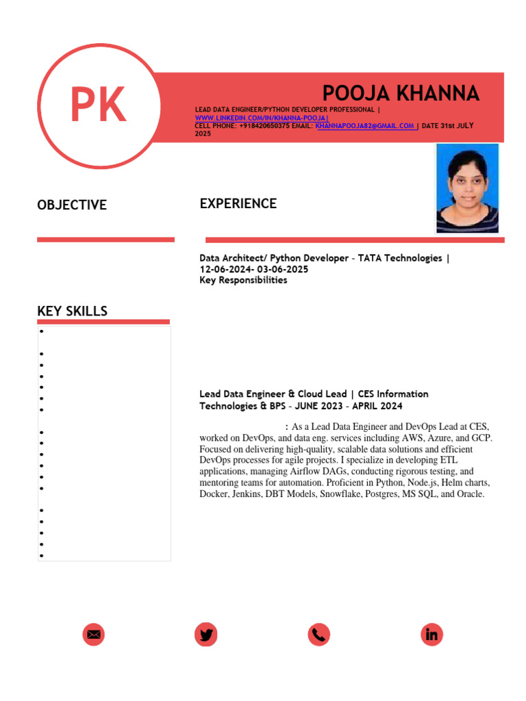 Lead Data Engineer & Python Developer Resume | PDF | Apache Spark ...
