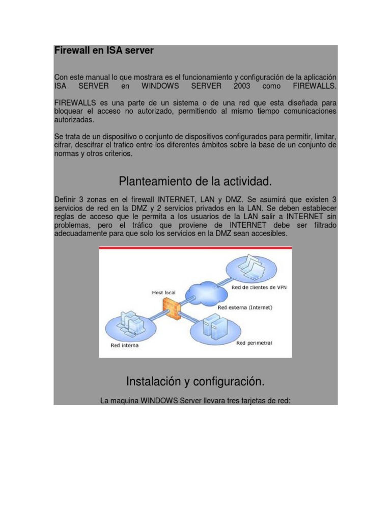 Configuración de Firewall en ISA Server | PDF | Cortafuegos ...