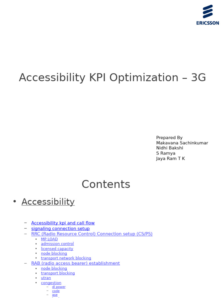 Accessibility KPI Optimization for 3G | PDF | Computer Network ...