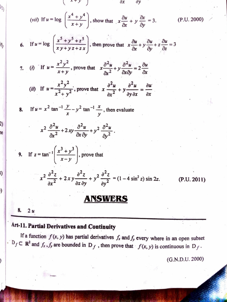 Advanced Calculus: Partial Derivatives Proofs | PDF | Mathematics ...