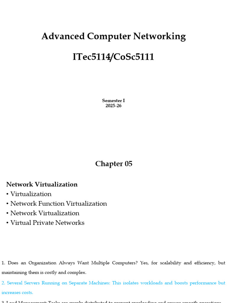 Network Virtualization and NFV Overview | PDF | Virtual Private Network ...