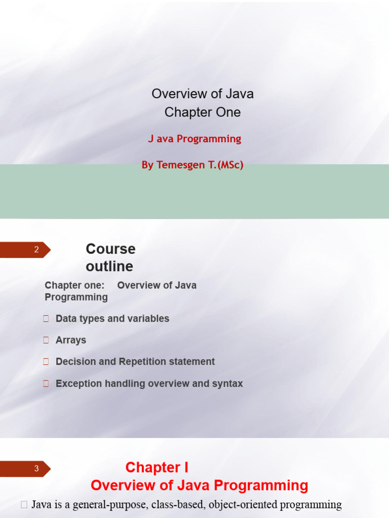 Java Programming Overview and Basics | PDF | Java (Programming Language ...